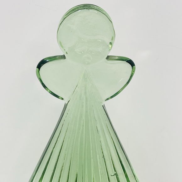 Thuringian Lauscha Glassworks Angel Pleated Shirt Figurine Forest Glass Green - Picture 2 of 9